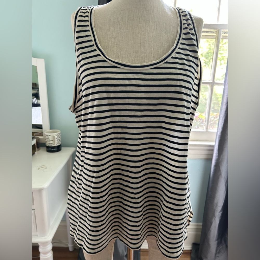Madewell navy and white stripe cotton tank top L